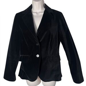 Banana Republic Black Velvet Blazer Women's 8 Suit Jacket Plush Classic Elegant